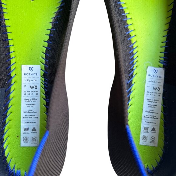 Rothys Women's Black & Blue Pointed Toe Flats W8 Eco-Friendly Recycled Textile - Picture 4 of 9